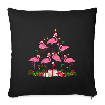 Flamingo Weihnachten. Weihnachtsgeschenk - Sofakissenbezug 45 x 45 cm - Schwarz - Vorne