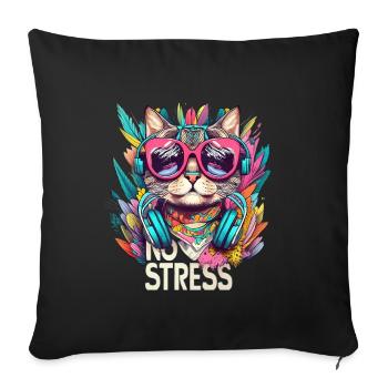 Cool Cat with Glasses - No Stress Cat Design - Sofa pillowcase 17,3'' x 17,3'' (45 x 45 cm) - black - Front