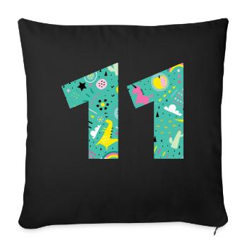 Numéro 11 anniversaire personnalisé - Housse de coussin décorative 45 x 45 cm - noir - Devant