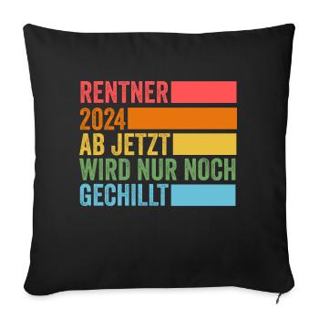 Rentner 2024 Pension Ruhestand Rente - Sofakissenbezug 45 x 45 cm - Schwarz - Vorne