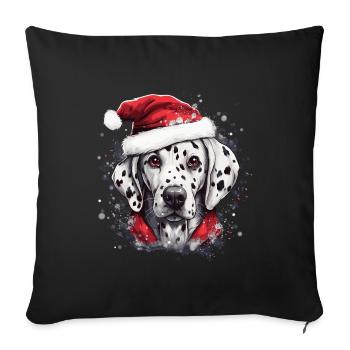 Dalmatian celebrates Christmas - Sofa pillowcase 17,3'' x 17,3'' (45 x 45 cm) - black - Front