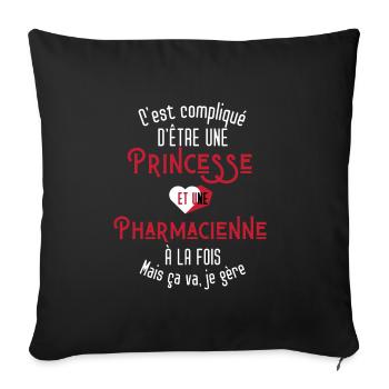 C'est compliqué d'être Une Princesse Psychologue - Housse de coussin décorative 45 x 45 cm - noir - Devant