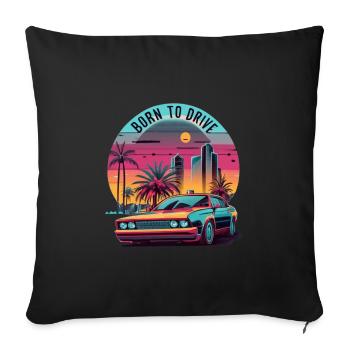 Né pour conduire, voiture classique colorée - Housse de coussin décorative 45 x 45 cm - noir - Devant