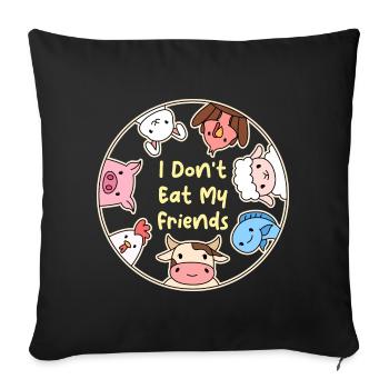 Friends Pig Fish Cow Design for Vegans - Sofa pillowcase 17,3'' x 17,3'' (45 x 45 cm) - black - Front