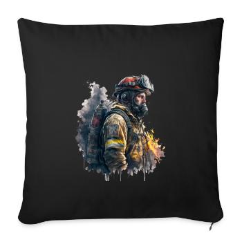 Feuerwehrmann im Einsatz - Sofakissenbezug 45 x 45 cm - Schwarz - Vorne