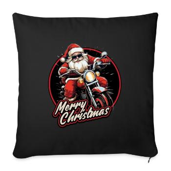 Motard Père Noël Père Noël Moto - Housse de coussin décorative 45 x 45 cm - noir - Devant