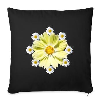 Cosmee flower with daisies floral floral pattern - Sofa pillowcase 17,3'' x 17,3'' (45 x 45 cm) - black - Front