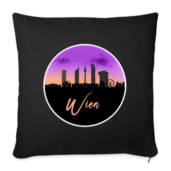 Wien Fineline Skyline - Sofakissenbezug 45 x 45 cm - Schwarz - Vorne