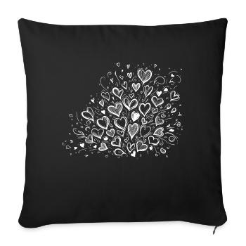 Bouquet d’idole de cœur - Housse de coussin décorative 45 x 45 cm - noir - Devant