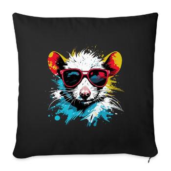 Cool Punk Rat - Housse de coussin décorative 45 x 45 cm - noir - Devant