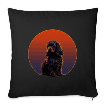 Cavapoo retro sunset - Sofa pillowcase 17,3'' x 17,3'' (45 x 45 cm) - black - Front