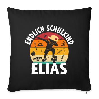 Endlich Schulkind Noah Dabbing Schüler - Sofakissenbezug 45 x 45 cm - Schwarz - Vorne