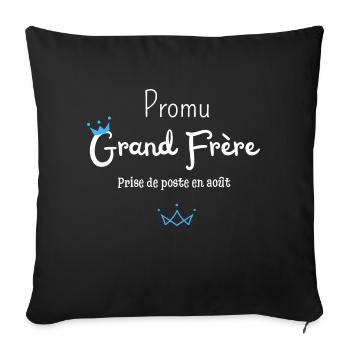 Promu grand frère en août - annonce grossesse - Housse de coussin décorative 45 x 45 cm - noir - Devant