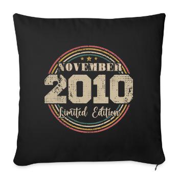 Cadeau D'anniversaire, Vintage Né En Novembre 2010 - Housse de coussin décorative 45 x 45 cm - noir - Devant