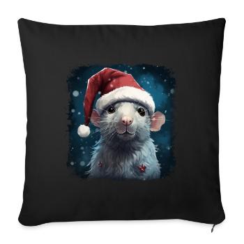 Rat punk de Noël cool - Housse de coussin décorative 45 x 45 cm - noir - Devant