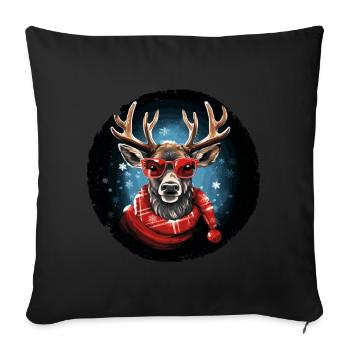 Funny reindeer for Christmas - Sofa pillowcase 17,3'' x 17,3'' (45 x 45 cm) - black - Front