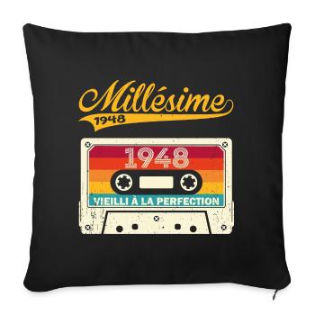 Millésime 1948 Cadeau 75 Ans Anniversaire Humour - Housse de coussin décorative 45 x 45 cm - noir - Devant