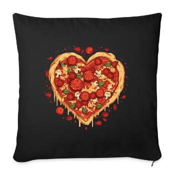 Pizza heart - Sofa pillowcase 17,3'' x 17,3'' (45 x 45 cm) - black - Front
