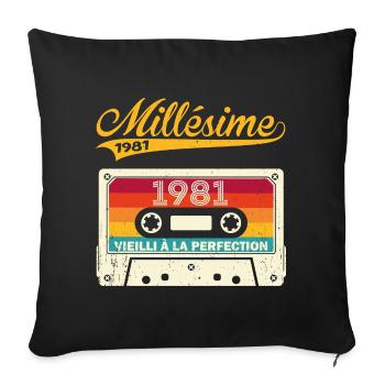 Millésime 1981 Cadeau 42 Ans Anniversaire Humour - Housse de coussin décorative 45 x 45 cm - noir - Devant