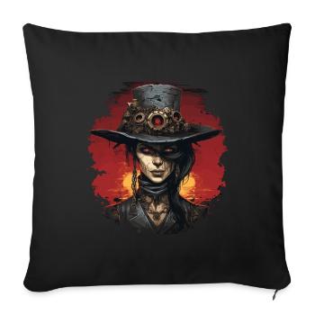 Emo Steampunk Girl - Sofa pillowcase 17,3'' x 17,3'' (45 x 45 cm) - black - Front
