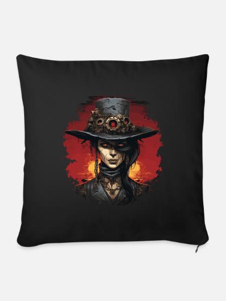Emo Steampunk Mädchen - Sofakissenbezug 45 x 45 cm - Schwarz