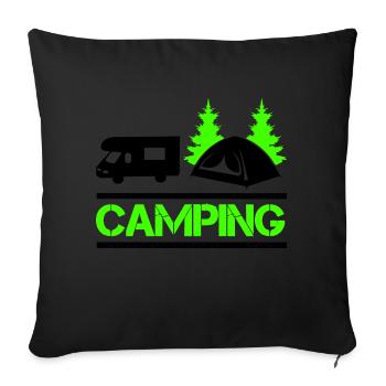 Camping 01 - Sofa pillowcase 17,3'' x 17,3'' (45 x 45 cm) - black - Front
