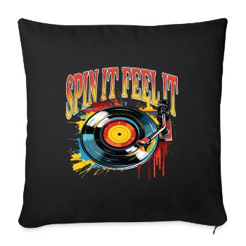 Vinyl Record LP Turntable Retro - Sofa pillowcase 17,3'' x 17,3'' (45 x 45 cm) - black - Front