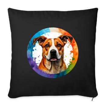 T-Shirt "Hundeblick in Aquarell" - Sofakissenbezug 45 x 45 cm - Schwarz - Vorne