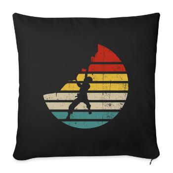 Retro Sunset Kick Silhouette - Sofa pillowcase 17,3'' x 17,3'' (45 x 45 cm) - black - Front
