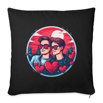 Idée de Saint-Valentin gay LGBT pour les gays - Housse de coussin décorative 45 x 45 cm - noir - Devant