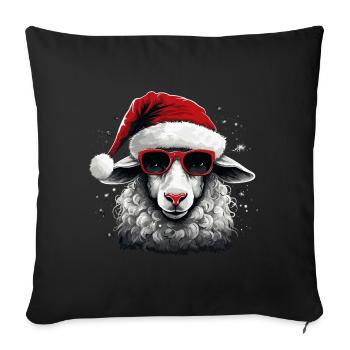 Moutons de Noël - Housse de coussin décorative 45 x 45 cm - noir - Devant