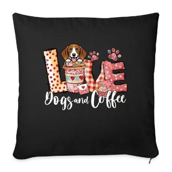 Beagle Dog Coffee Lover Dog Mom Valentines Day - Sofa pillowcase 17,3'' x 17,3'' (45 x 45 cm) - black - Front