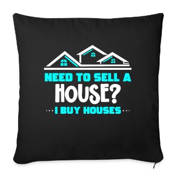 Do you need a house to sell I'm buying - Sofa pillowcase 17,3'' x 17,3'' (45 x 45 cm) - black - Front