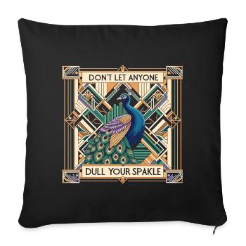 Elégance Art Déco : Fier Paon - Housse de coussin décorative 45 x 45 cm - noir - Devant