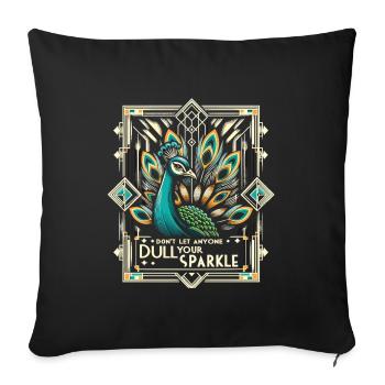 Art Deco Peacock: Stylish Splendor - Sofa pillowcase 17,3'' x 17,3'' (45 x 45 cm) - black - Front