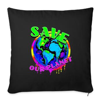 Save the planet - Sofakissenbezug 45 x 45 cm - Schwarz - Vorne