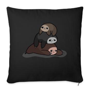 Paresseux mignons empilés ensemble, paresseux kawaii - Housse de coussin décorative 45 x 45 cm - noir - Devant