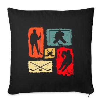 Eishockey Spieler Torwart Retro Vintage - Sofakissenbezug 45 x 45 cm - Schwarz - Vorne