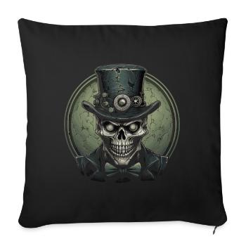 Crâne de Zombie Steampunk - Housse de coussin décorative 45 x 45 cm - noir - Devant