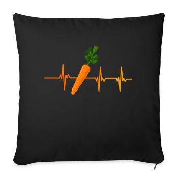Battement de cœur carottes - Housse de coussin décorative 45 x 45 cm - noir - Devant