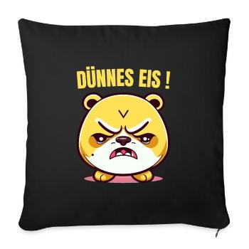 Dünnes Eis mit zorniger Katze - Sofakissenbezug 45 x 45 cm - Schwarz - Vorne