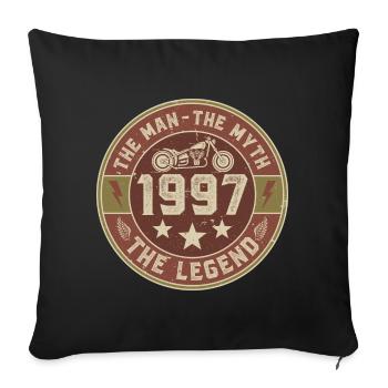 1997 Vintage Man Myth Legend Motorcycle Biker - Sofa pillowcase 17,3'' x 17,3'' (45 x 45 cm) - black - Front