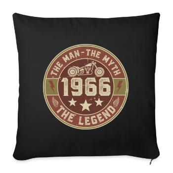 1966 Vintage Man Myth Legend Motorcycle Biker - Sofa pillowcase 17,3'' x 17,3'' (45 x 45 cm) - black - Front