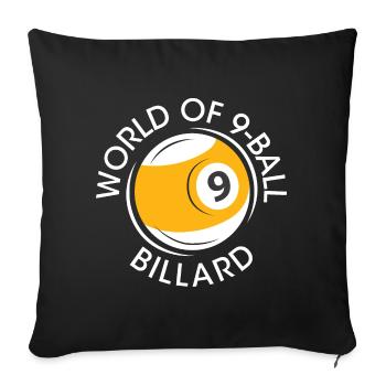 Billard à 9 boules de billard avec logo de la boule symbole icône club - Housse de coussin décorative 45 x 45 cm - noir - Devant