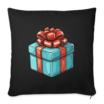 Gift in blue with red bow - Sofa pillowcase 17,3'' x 17,3'' (45 x 45 cm) - black - Front