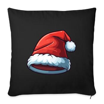 Bonnet de Père Noël / Père Noël - Housse de coussin décorative 45 x 45 cm - noir - Devant