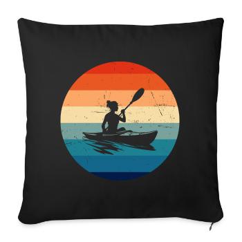Canoë Kayak Kayak Kayak Femme Homme - Housse de coussin décorative 45 x 45 cm - noir - Devant