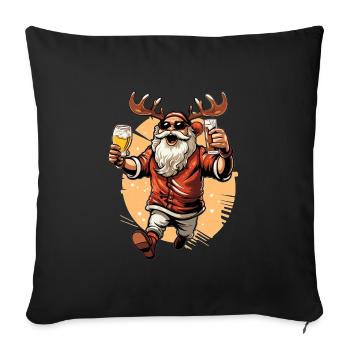 Santaholic Beer Glass with Antlers from Moose Santa - Sofa pillowcase 17,3'' x 17,3'' (45 x 45 cm) - black - Front