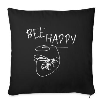 Abstract Bee Happy - Sofa pillowcase 17,3'' x 17,3'' (45 x 45 cm) - black - Front