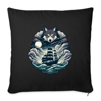 Mysticisme nautique : Aventure en voilier - Housse de coussin décorative 45 x 45 cm - noir - Devant